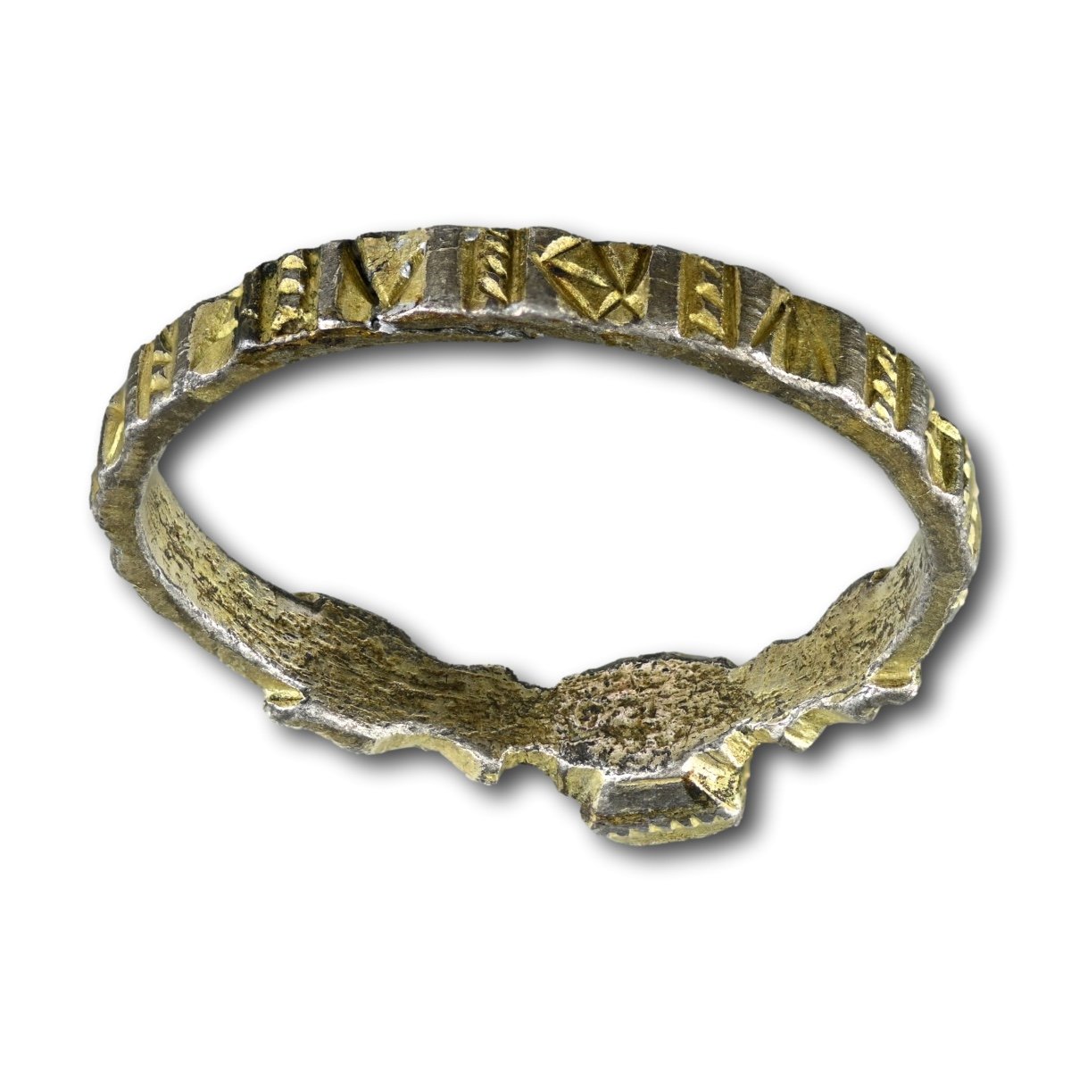 Medieval Silver Gilt And Niello Ring With Dragons. Italian, 13th / 14th Century.-photo-4