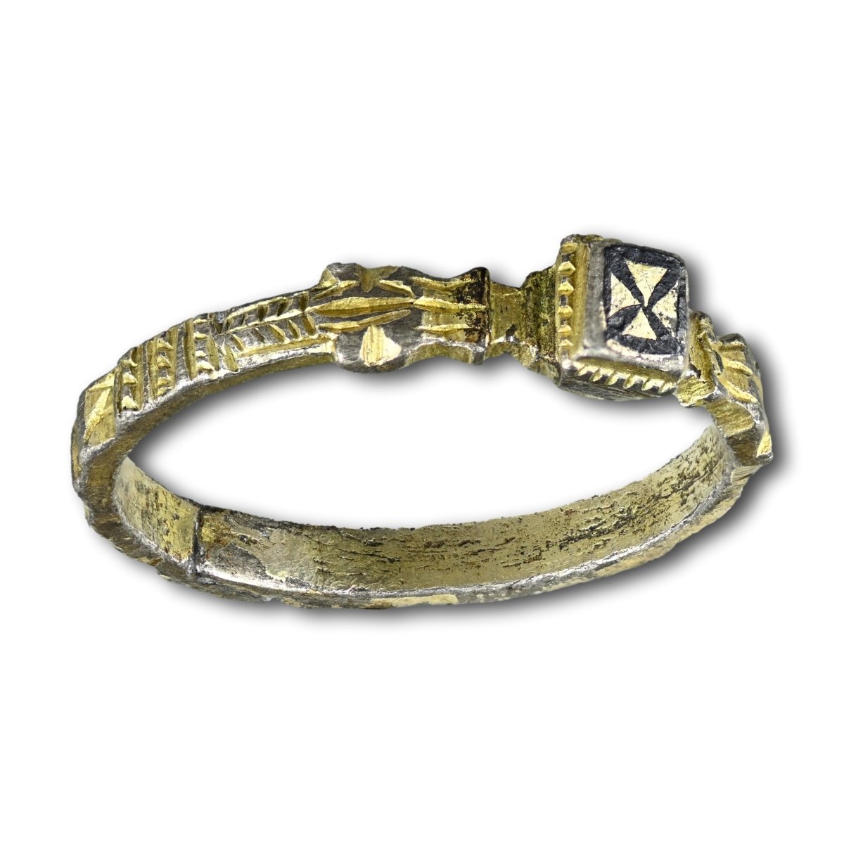Bague Médiévale En Argent Doré Et Nielle Avec Dragons. Italien, 13ème/14ème Siècle.-photo-5