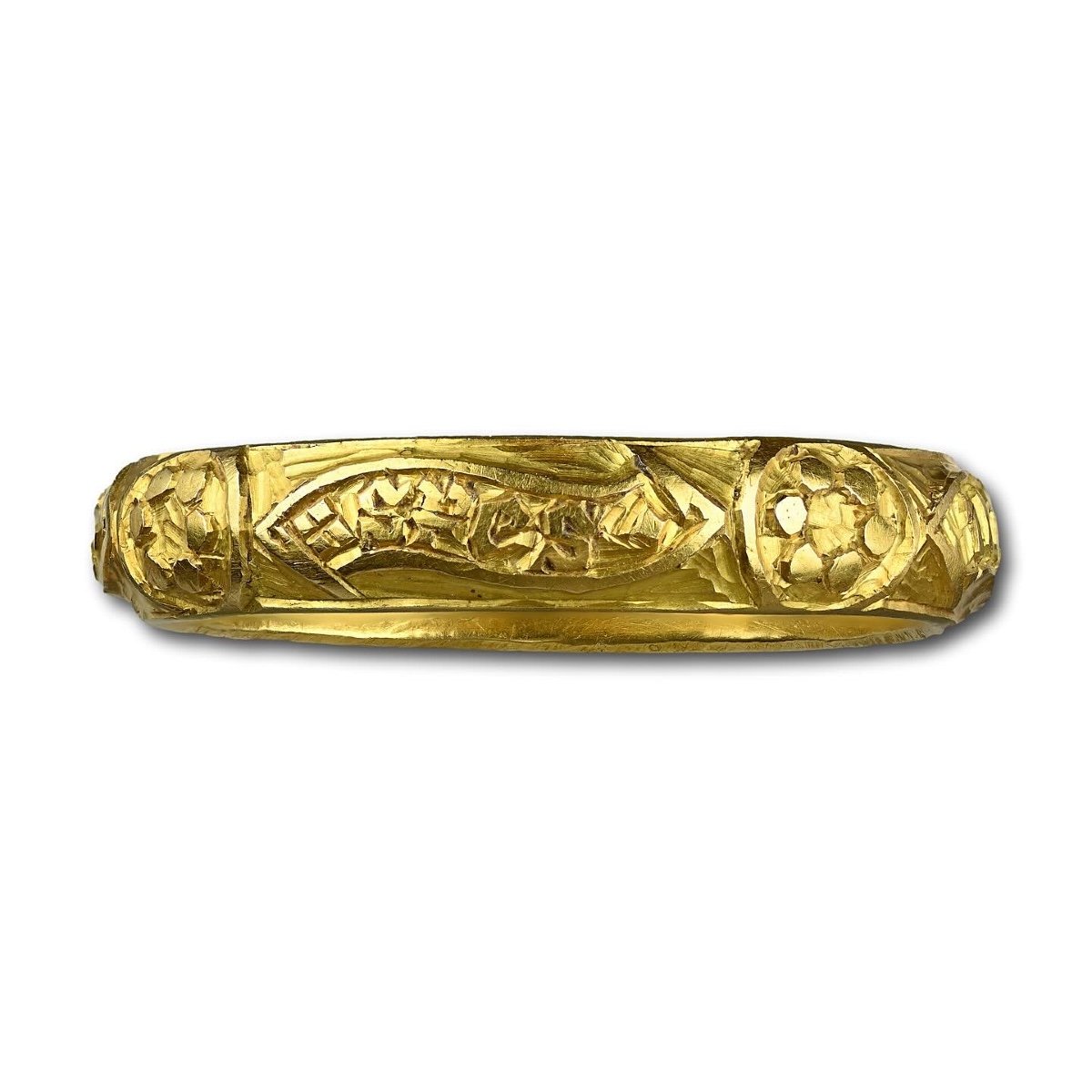 Bague Bouquet En Or Gravée d'Une Lettre Noire. Probablement Anglais, XVe Siècle.-photo-2