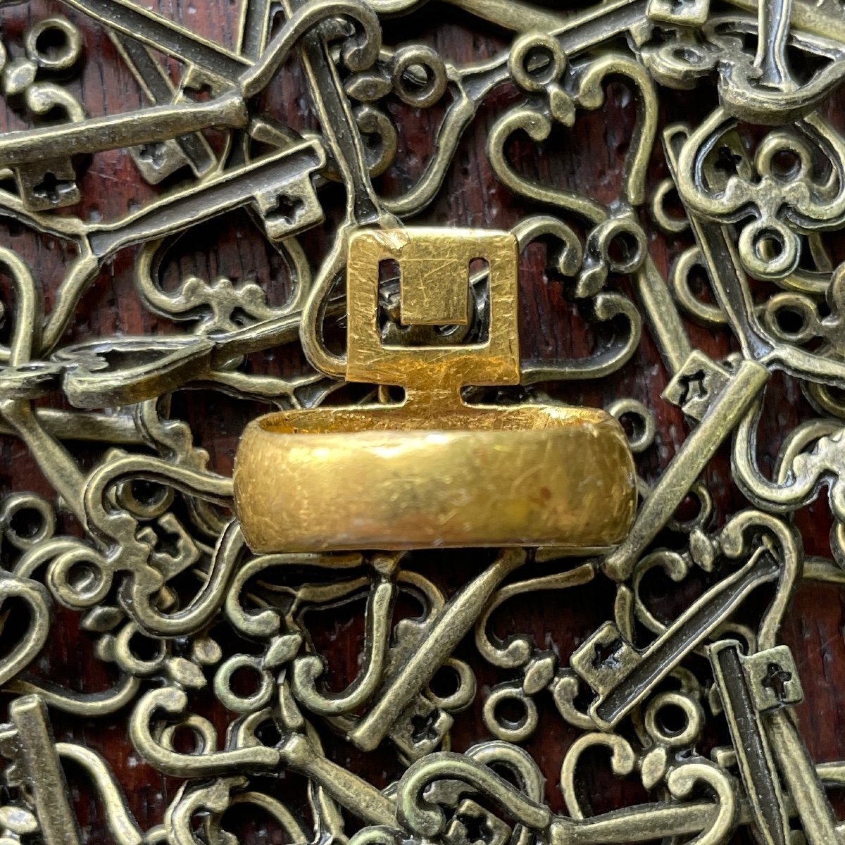 Ancient Gold Key-ring. Roman, 3rd - 4th Century Ad.-photo-6