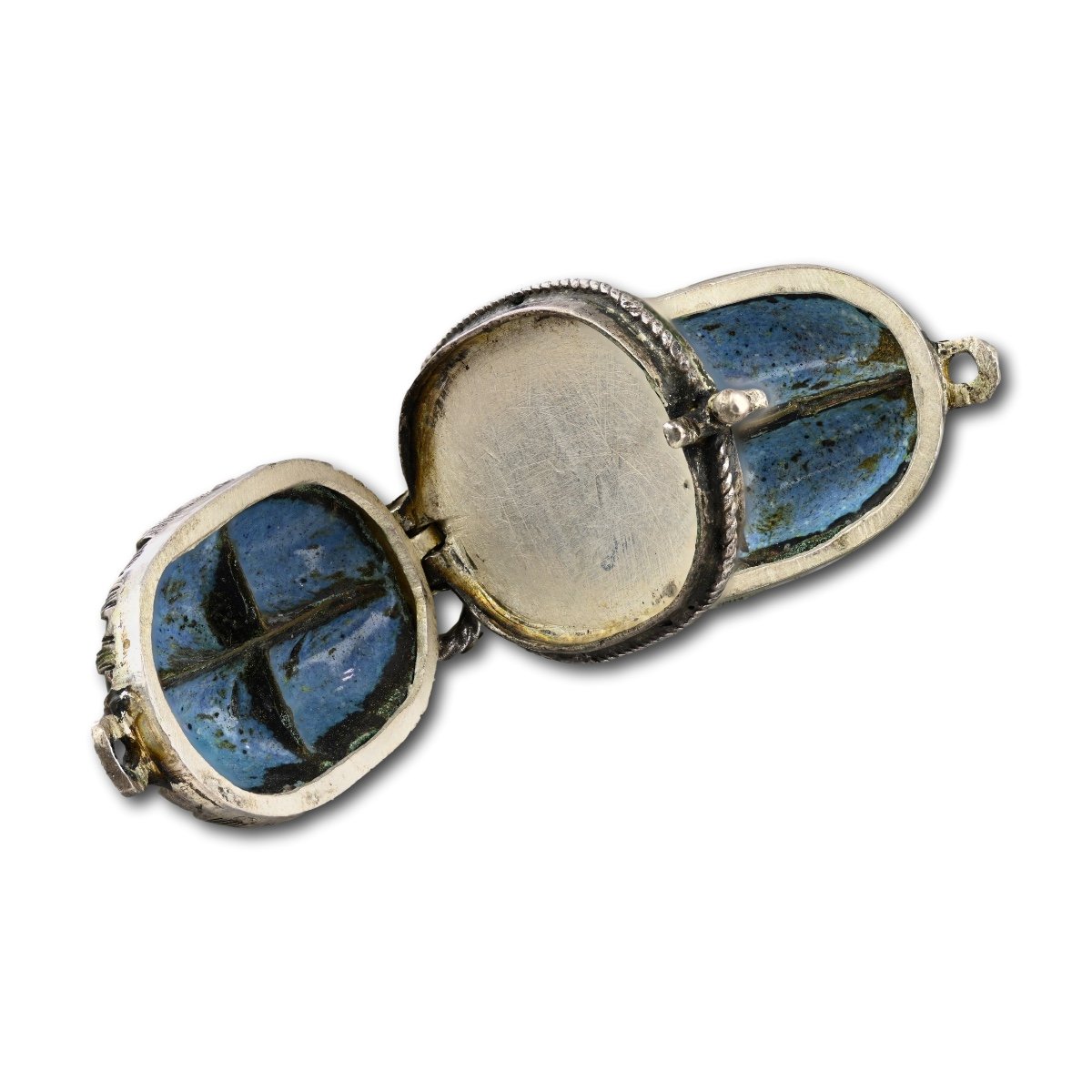 Pomander En émail Monté En Argent à Décor De Fleurs. Allemand, XVIIe Siècle. -photo-4