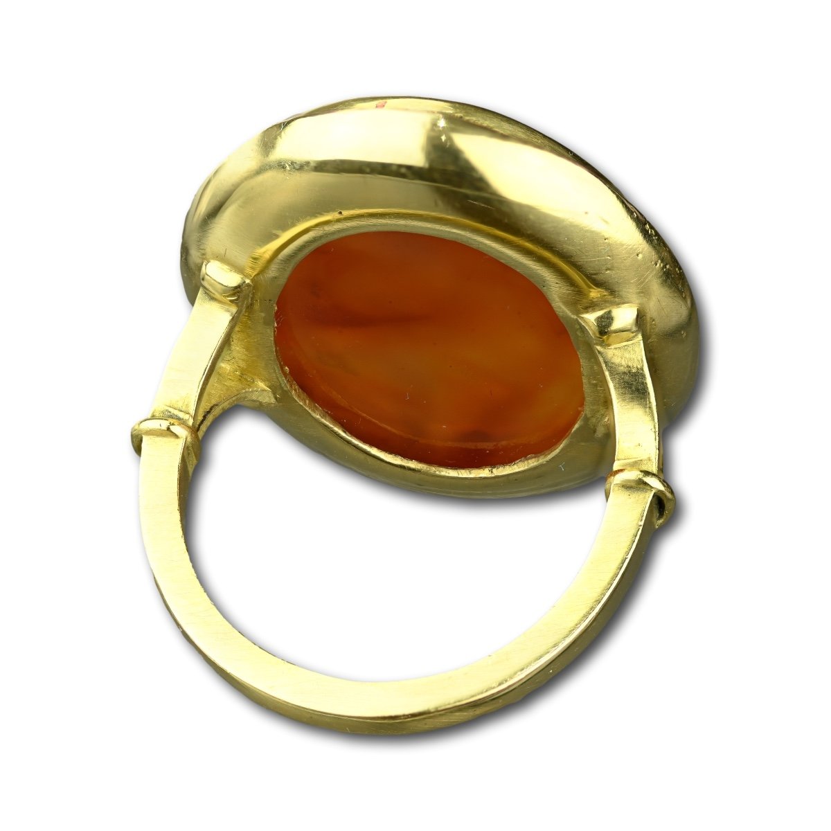 Gold Ring With A Carnelian Intaglio Of Neptune. Italian, Early 19th Century.-photo-1