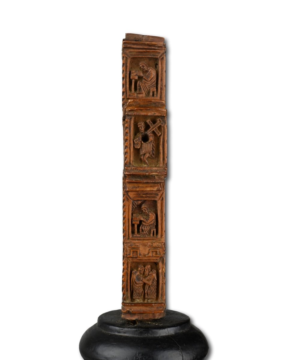 Exceptional Cypress Wood Blessing Cross. Mount Athos Workshop, 18th Century.-photo-3
