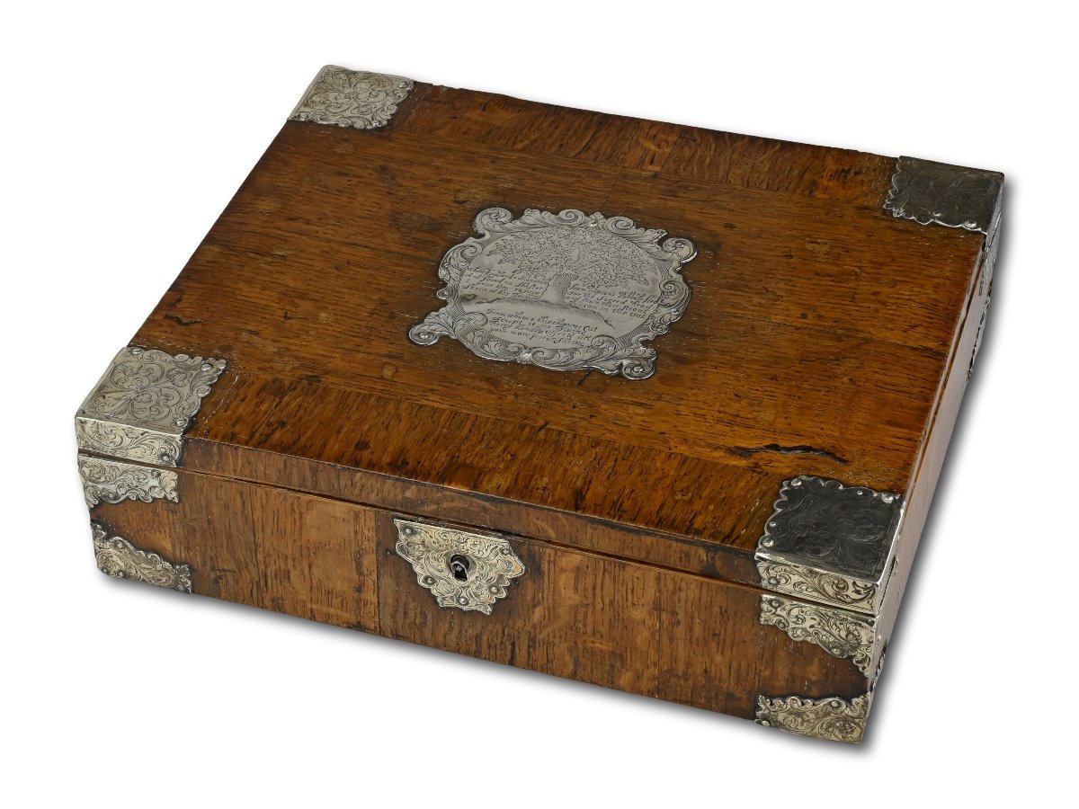 Boscobel Oak Casket With Engraved Silver Mounts. English, Late 17th Century.-photo-1