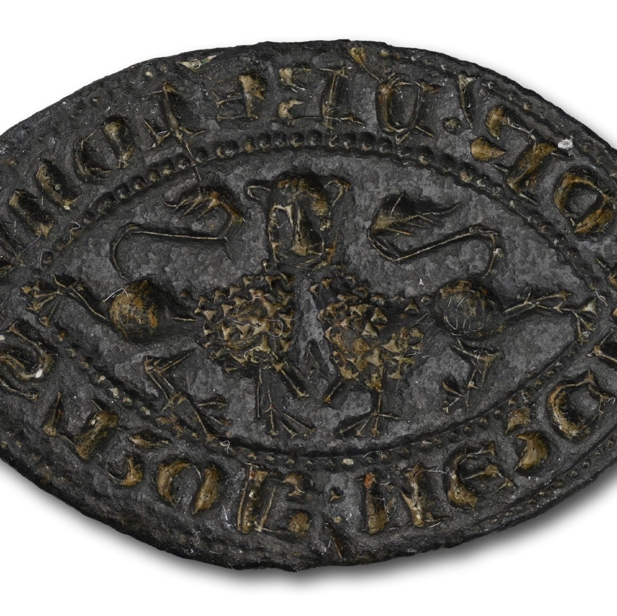 Medieval Bronze Seal With A Double-bodied Lions Head. English, 14th Century.-photo-2