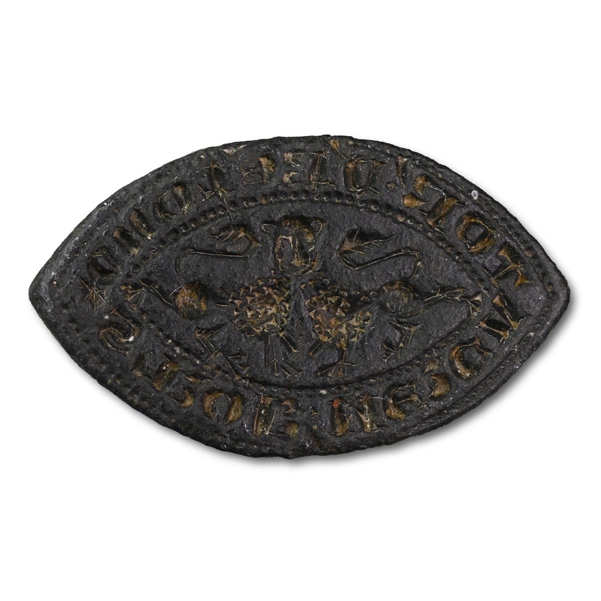 Medieval Bronze Seal With A Double-bodied Lions Head. English, 14th Century.-photo-3