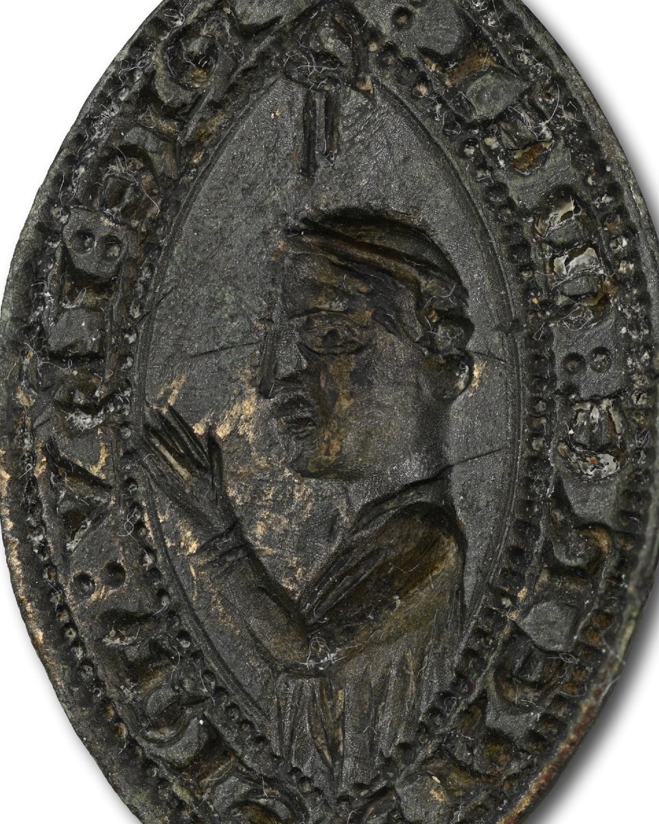 Medieval Bronze Seal - Mercy On Me. English, 14th Century.-photo-3