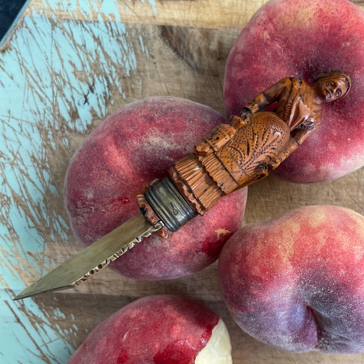 Couteau à Fruits à Manche En Vermeil Et Bois Fruitier. Probablement Alpin, XIXe Siècle.  -photo-1