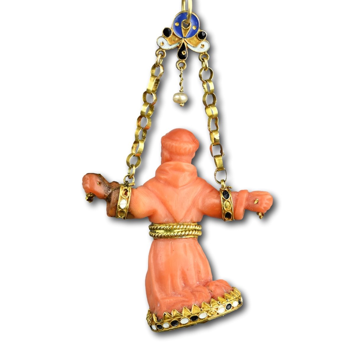 Gold And Coral Pendant Of Saint Francis. Italian Or Spanish, 17th Century.-photo-1
