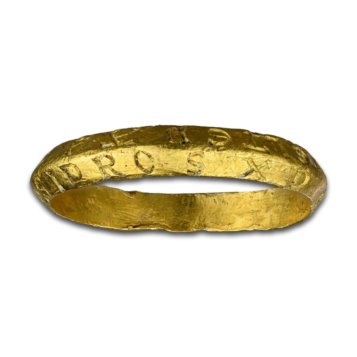 Bague à Breloques Magique En Or Avec Inscriptions Talismaniques. Anglais, 13ème Siècle.  -photo-2