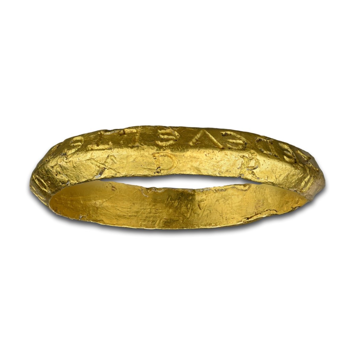 Bague à Breloques Magique En Or Avec Inscriptions Talismaniques. Anglais, 13ème Siècle.  -photo-3