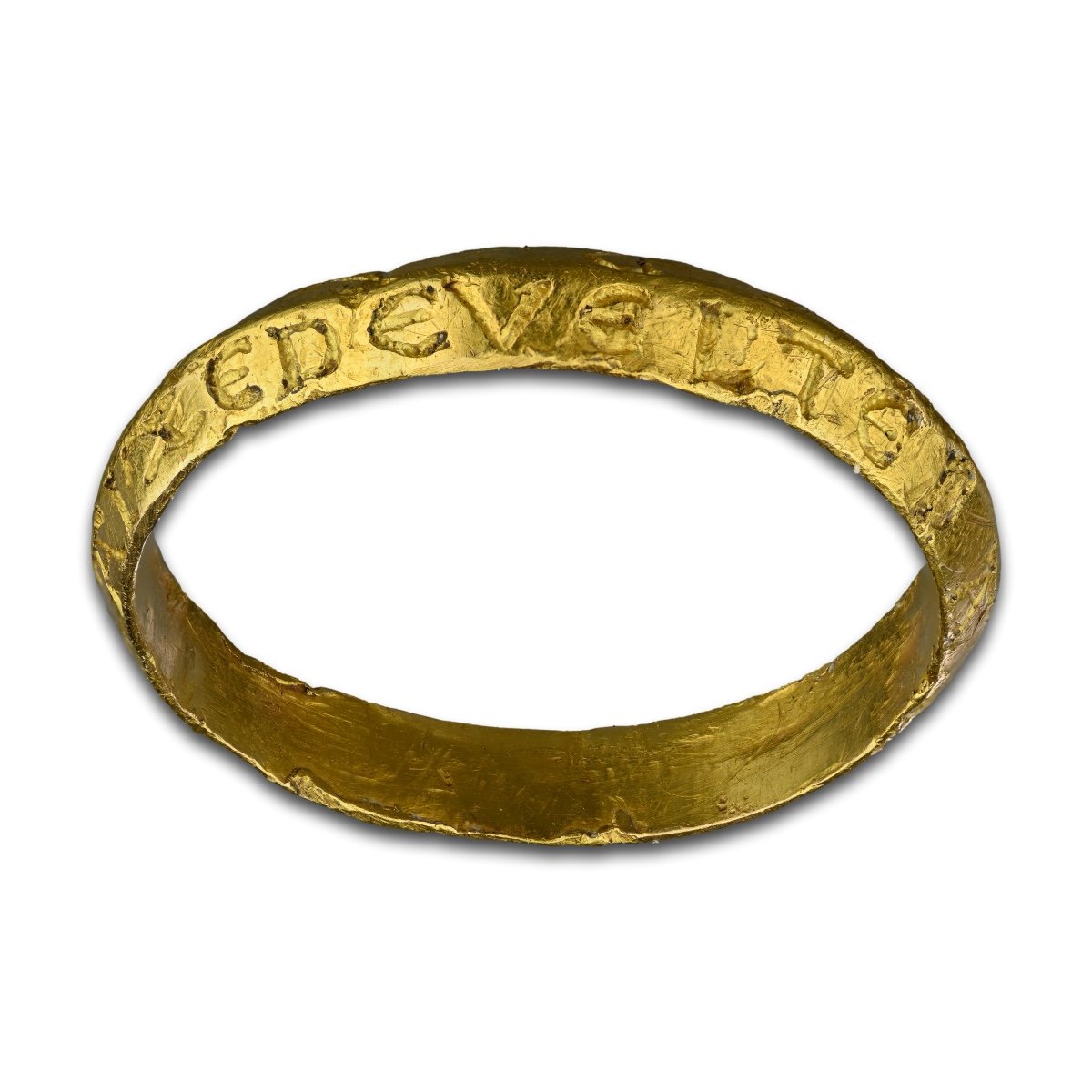 Bague à Breloques Magique En Or Avec Inscriptions Talismaniques. Anglais, 13ème Siècle.  -photo-3