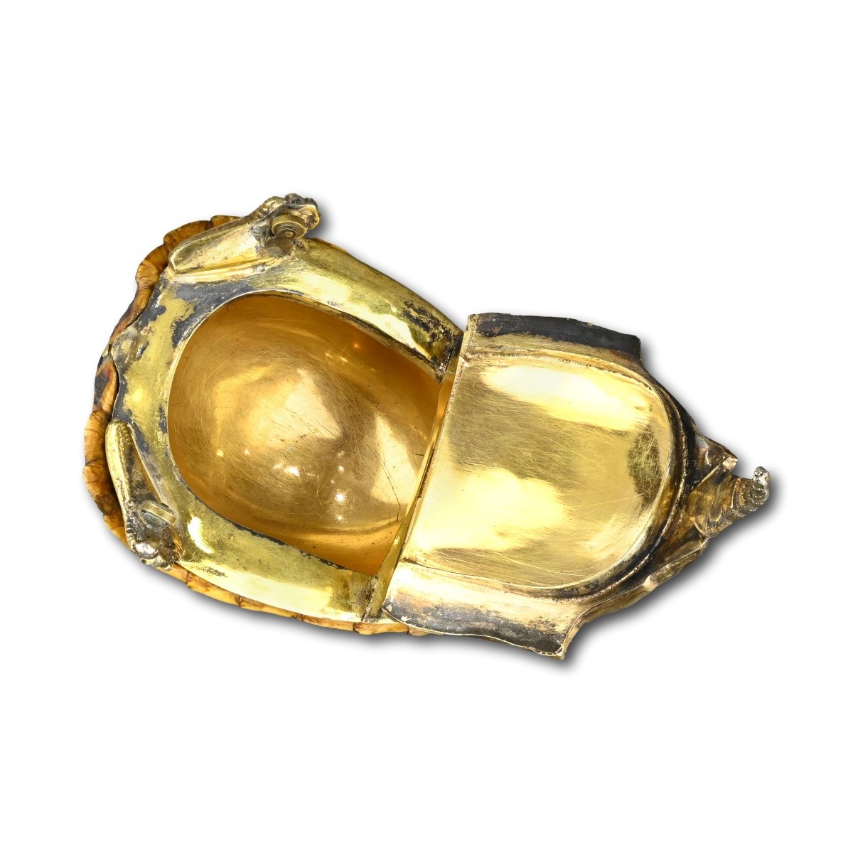 Tabatière En Forme De Tortue étoilée Montée En Vermeil Et Argent. Européenne, 19ème Siècle.-photo-7