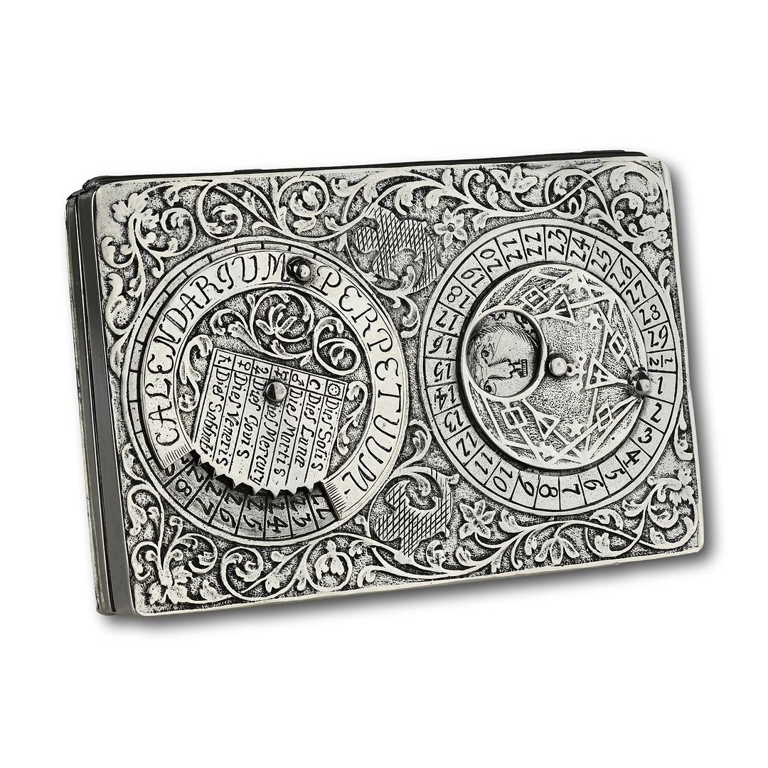 Tabatière à Quantième Perpétuel En Argent. Allemand, Première Moitié Du XVIIIe Siècle. -photo-4