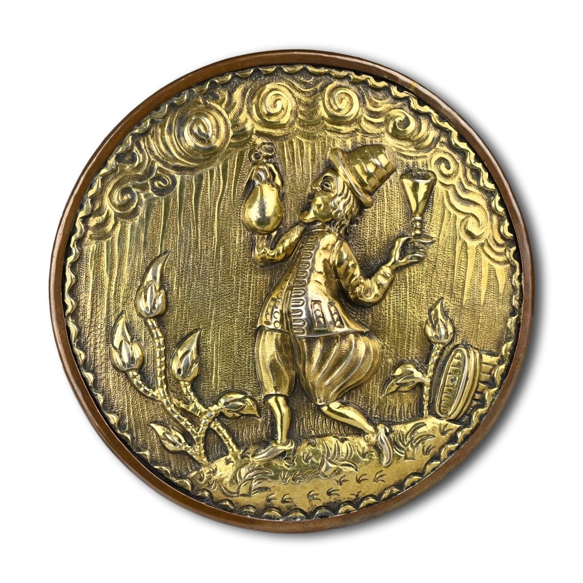 Amusing Silver Gilt Tobacco Box With A Drunk Man. Dutch Or German, 17th Century.-photo-3