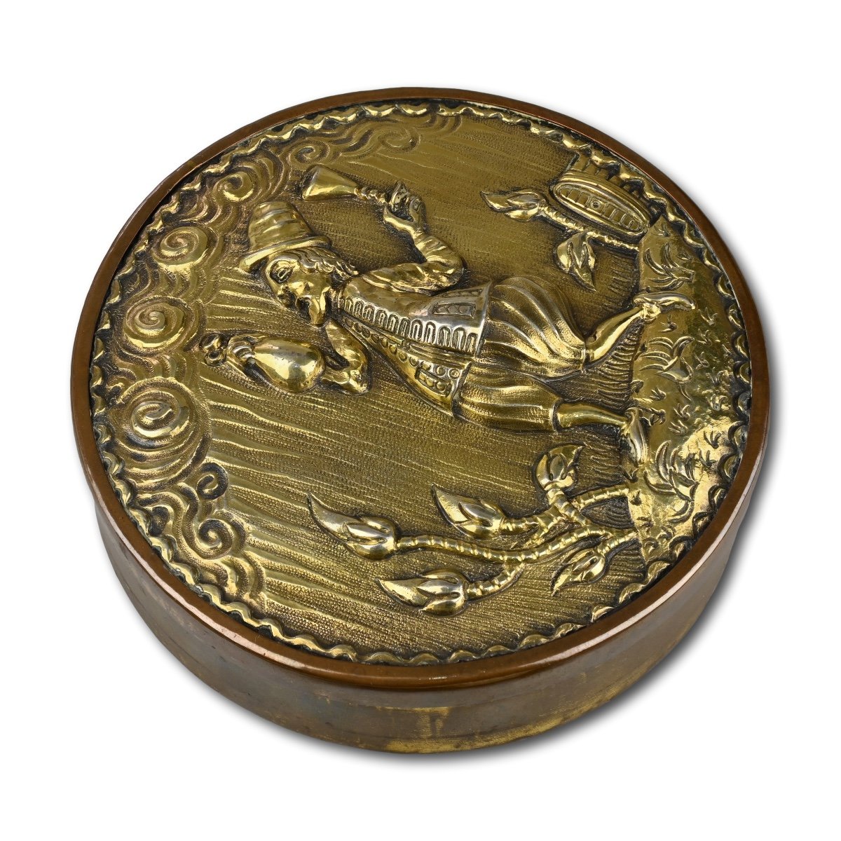 Amusing Silver Gilt Tobacco Box With A Drunk Man. Dutch Or German, 17th Century.-photo-1