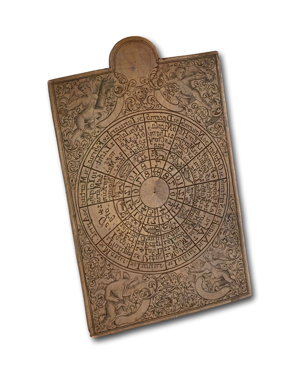 Copper Printing Plate For A Perpetual Calendar. German, Early 18th Century.-photo-2