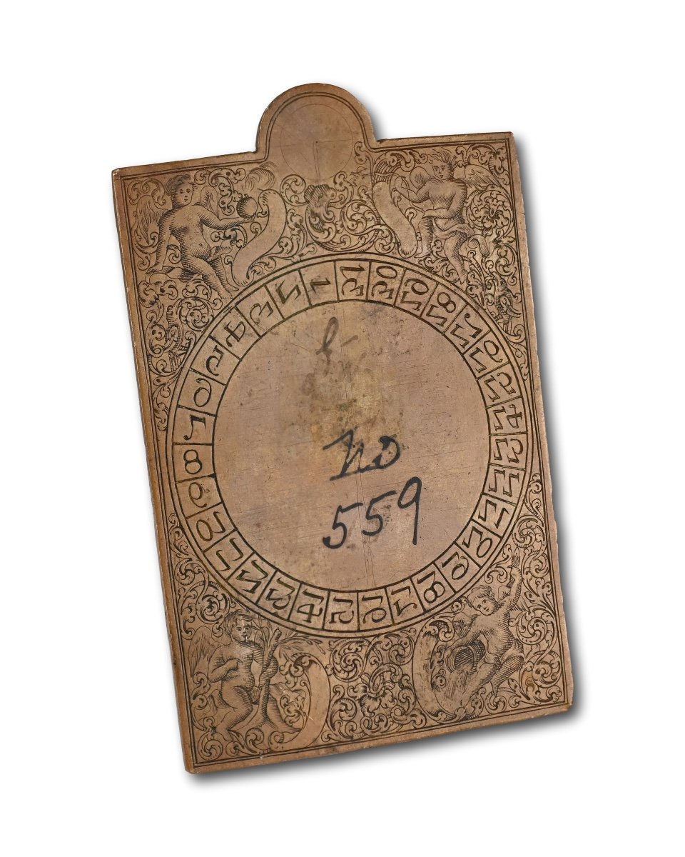 Copper Printing Plate For A Perpetual Calendar. German, Early 18th Century.-photo-1