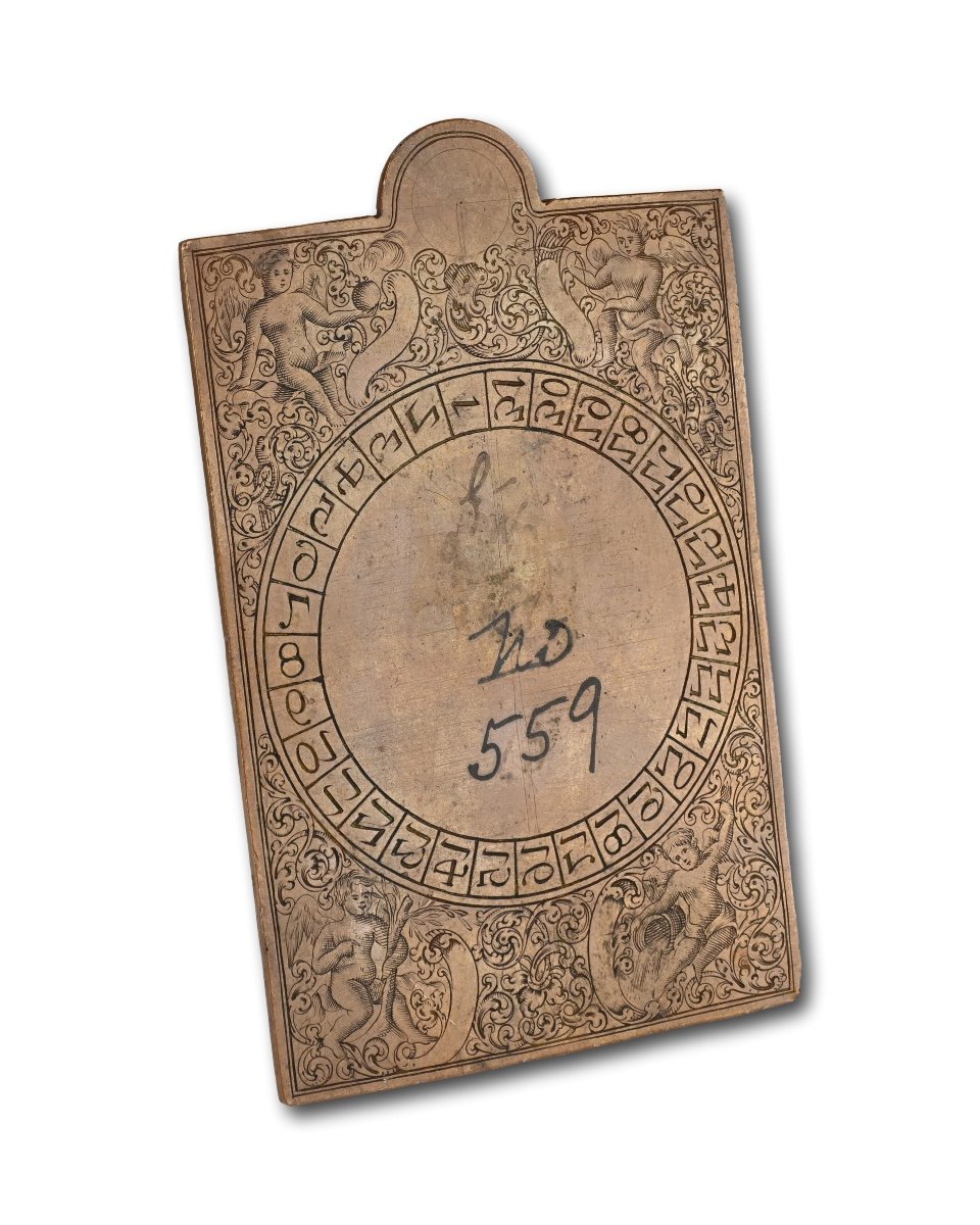 Copper Printing Plate For A Perpetual Calendar. German, Early 18th Century.-photo-2