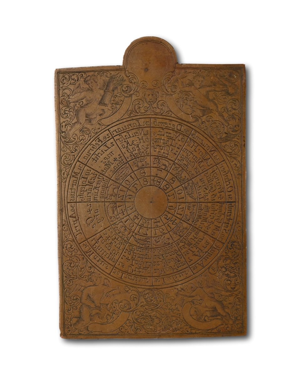 Copper Printing Plate For A Perpetual Calendar. German, Early 18th Century.-photo-4