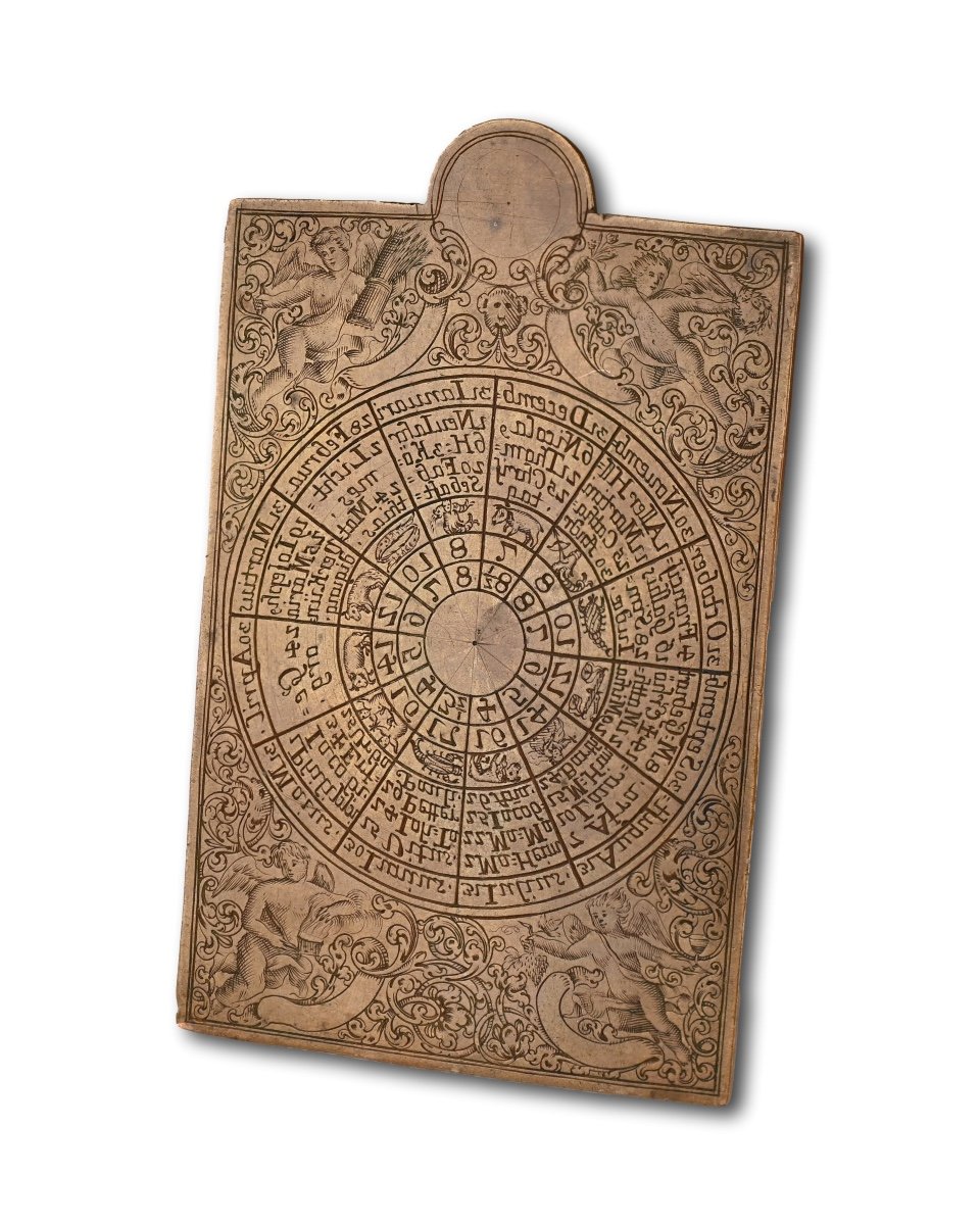 Copper Printing Plate For A Perpetual Calendar. German, Early 18th Century.-photo-5