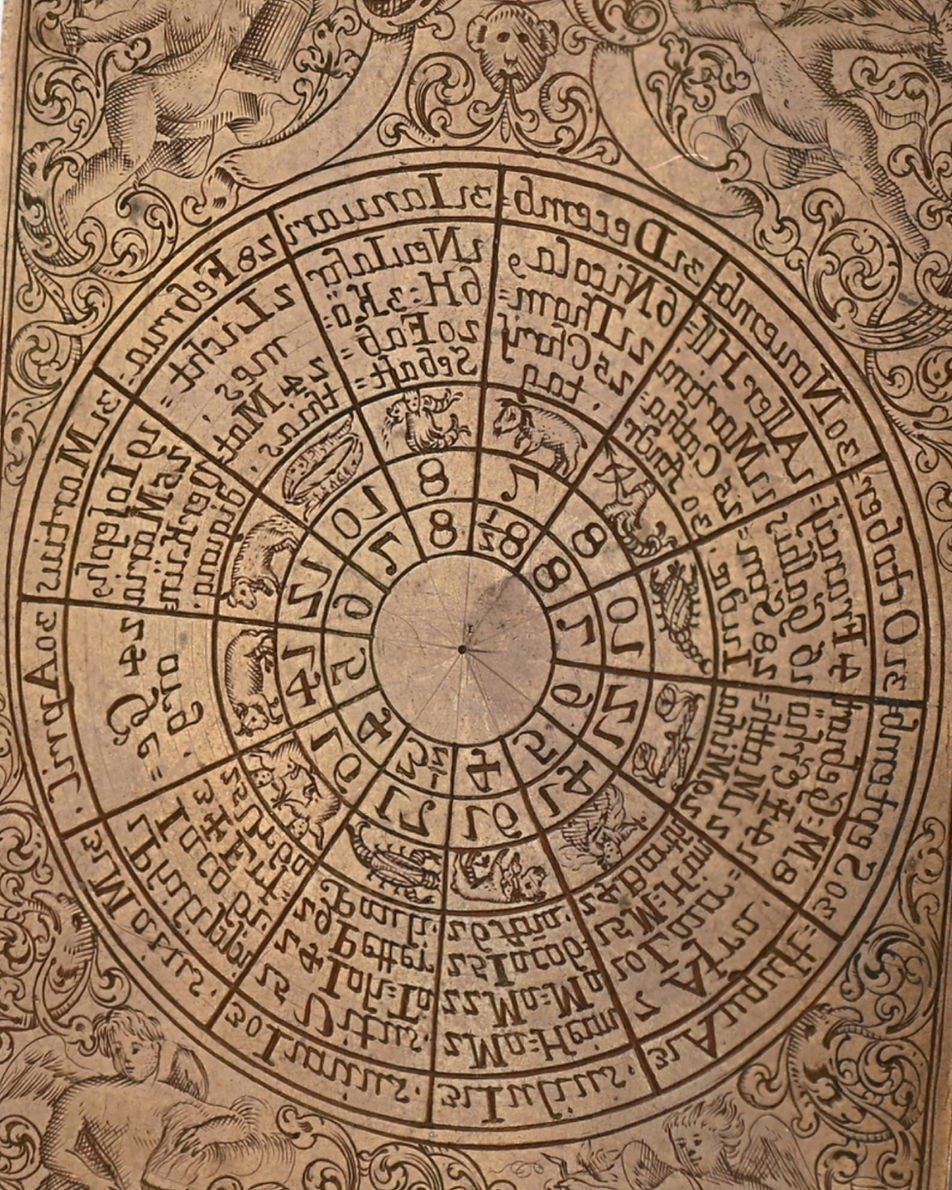 Copper Printing Plate For A Perpetual Calendar. German, Early 18th Century.-photo-7