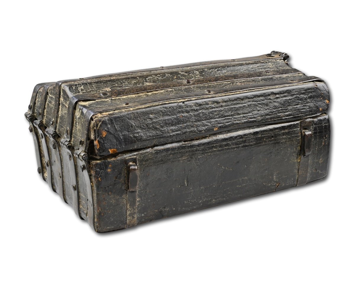 Iron Mounted Leather Missal Box. French, Late 15th Century.-photo-4