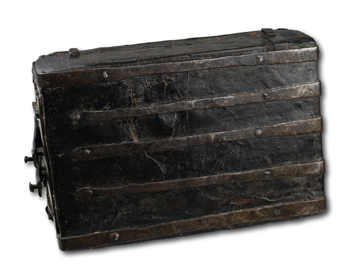 Iron Mounted Leather Missal Box. French, Late 15th Century.-photo-7