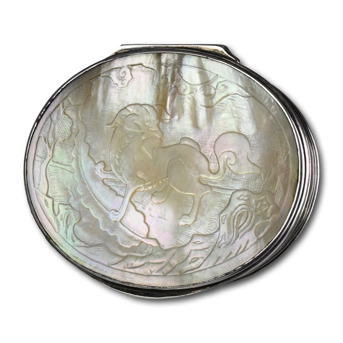Silver And Mother Of Pearl Snuff Box. Chinese And English, Early 18th Century.-photo-4