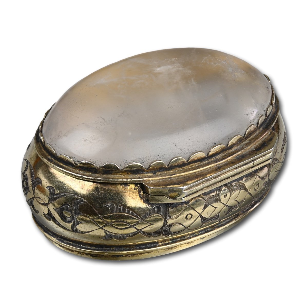 Coffret En Argent Doré Et Cristal De Roche Gravé. Allemagne, Début Du XVIIIe Siècle.  -photo-2
