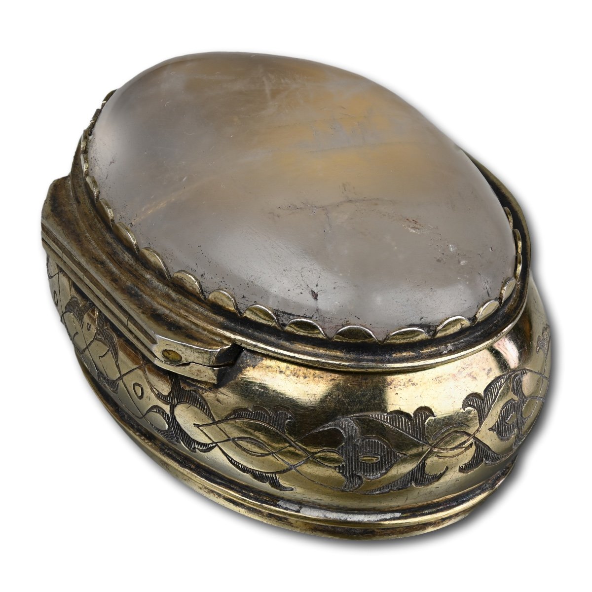 Coffret En Argent Doré Et Cristal De Roche Gravé. Allemagne, Début Du XVIIIe Siècle.  -photo-4