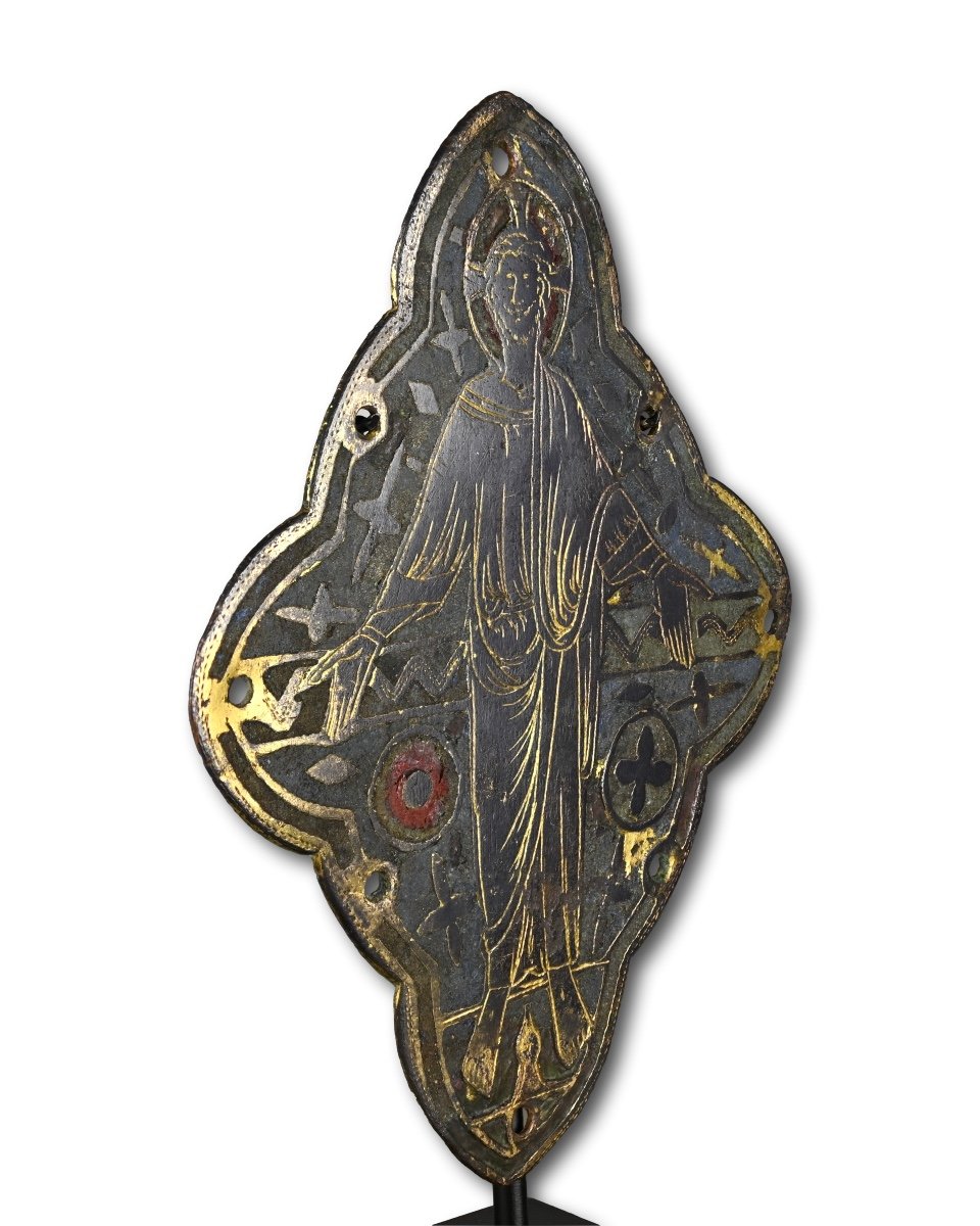 Plaque En émail Champlevé Représentant Le Christ En Majesté. Français, Limoges, XIIIe Siècle.  -photo-4