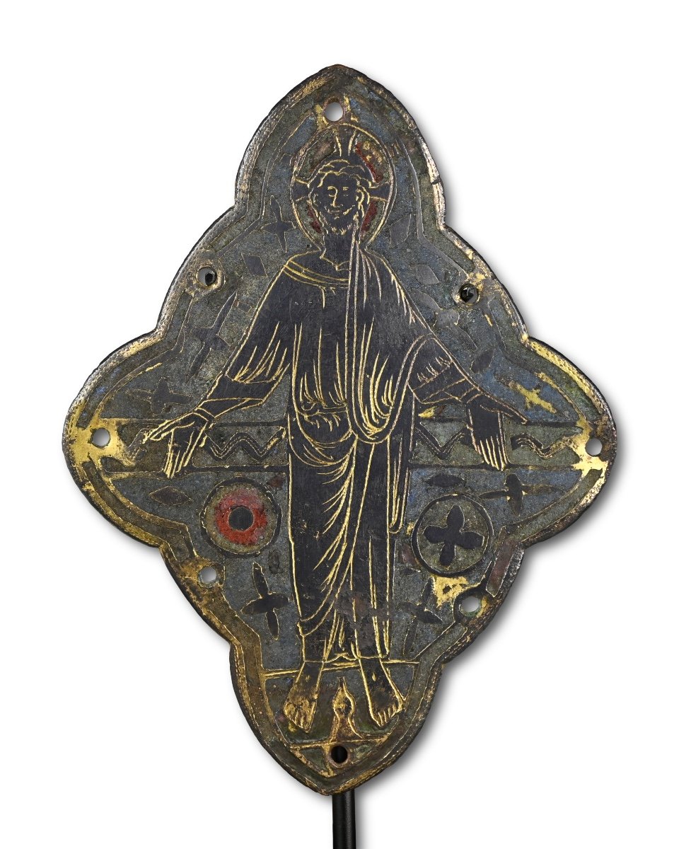 Plaque En émail Champlevé Représentant Le Christ En Majesté. Français, Limoges, XIIIe Siècle.  -photo-8