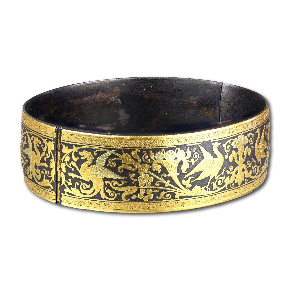 Damascened Bangle Decorated With Two Coloured Gold. Eibar, Spain, 19th Century.-photo-3