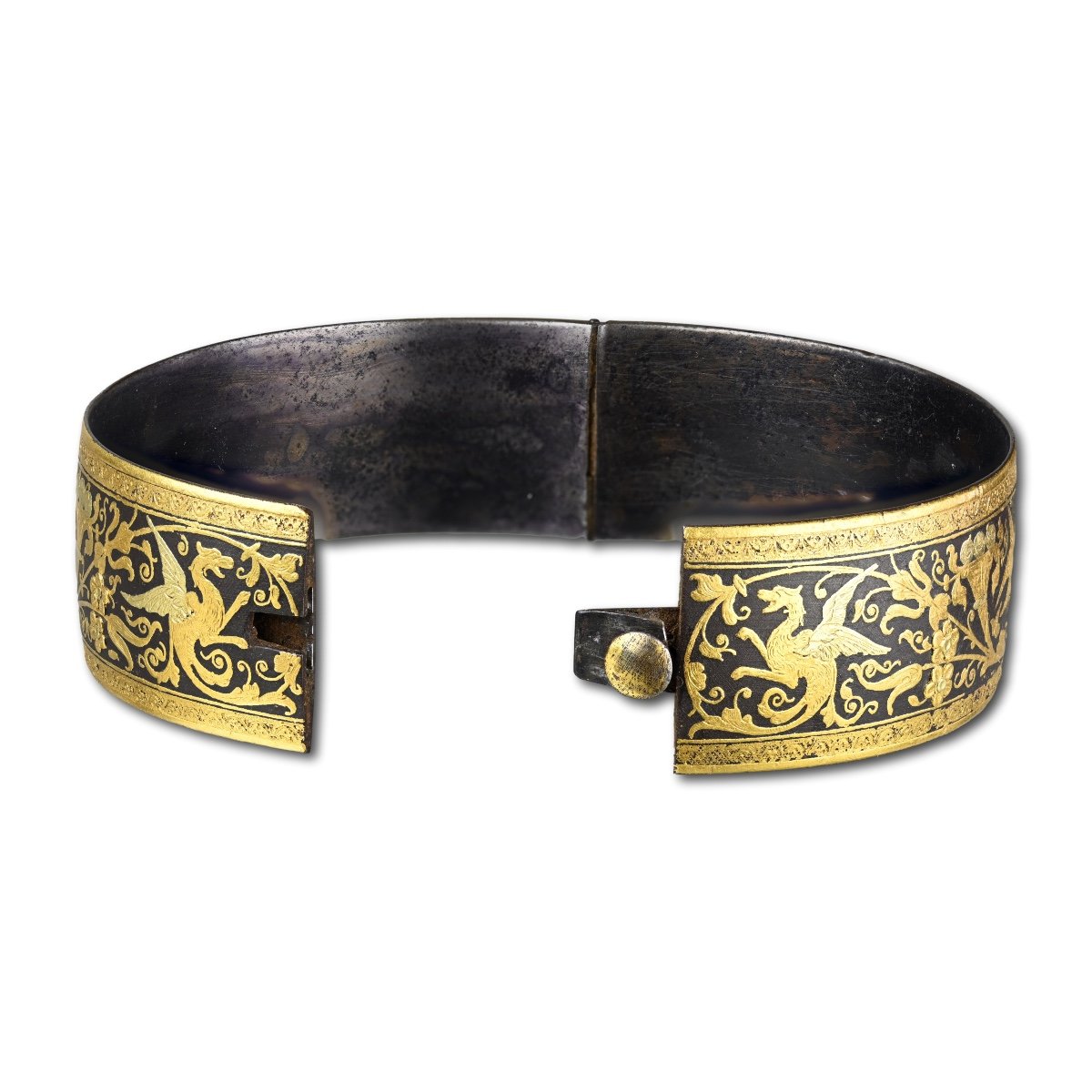 Damascened Bangle Decorated With Two Coloured Gold. Eibar, Spain, 19th Century.-photo-6