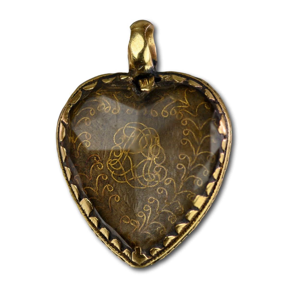 Pendentif Coeur En Cristal Stuart Double Face. Anglais, Fin Du XVIIe Siècle.  -photo-2