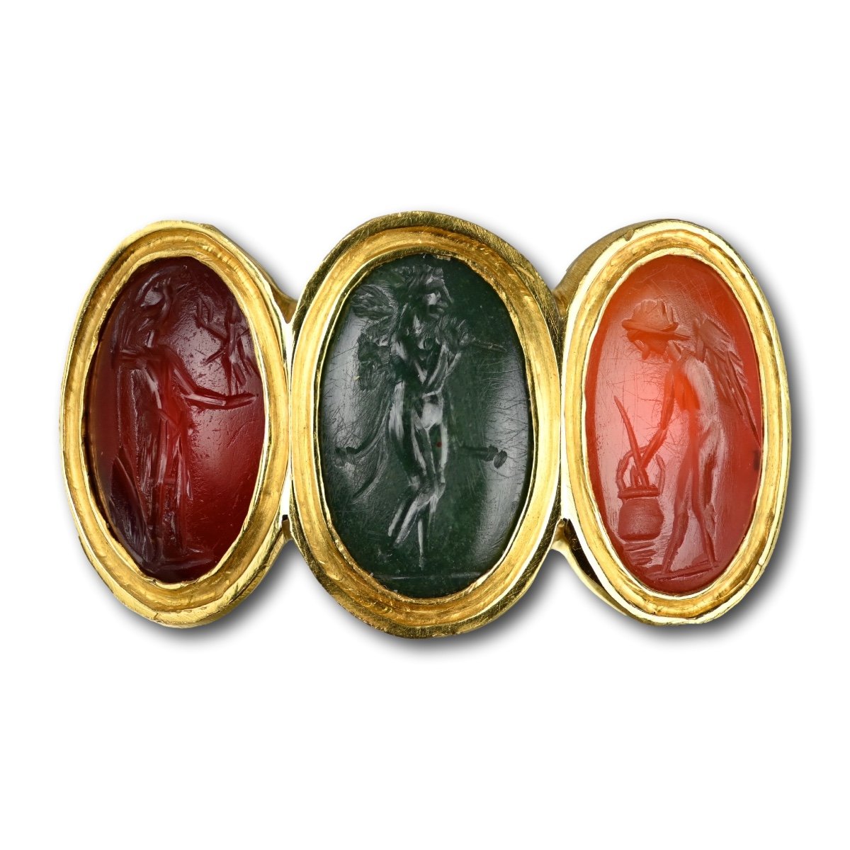 Georgian Style Gold Ring With Ancient Roman Intaglios, 1st - 2nd Century Ad.-photo-5