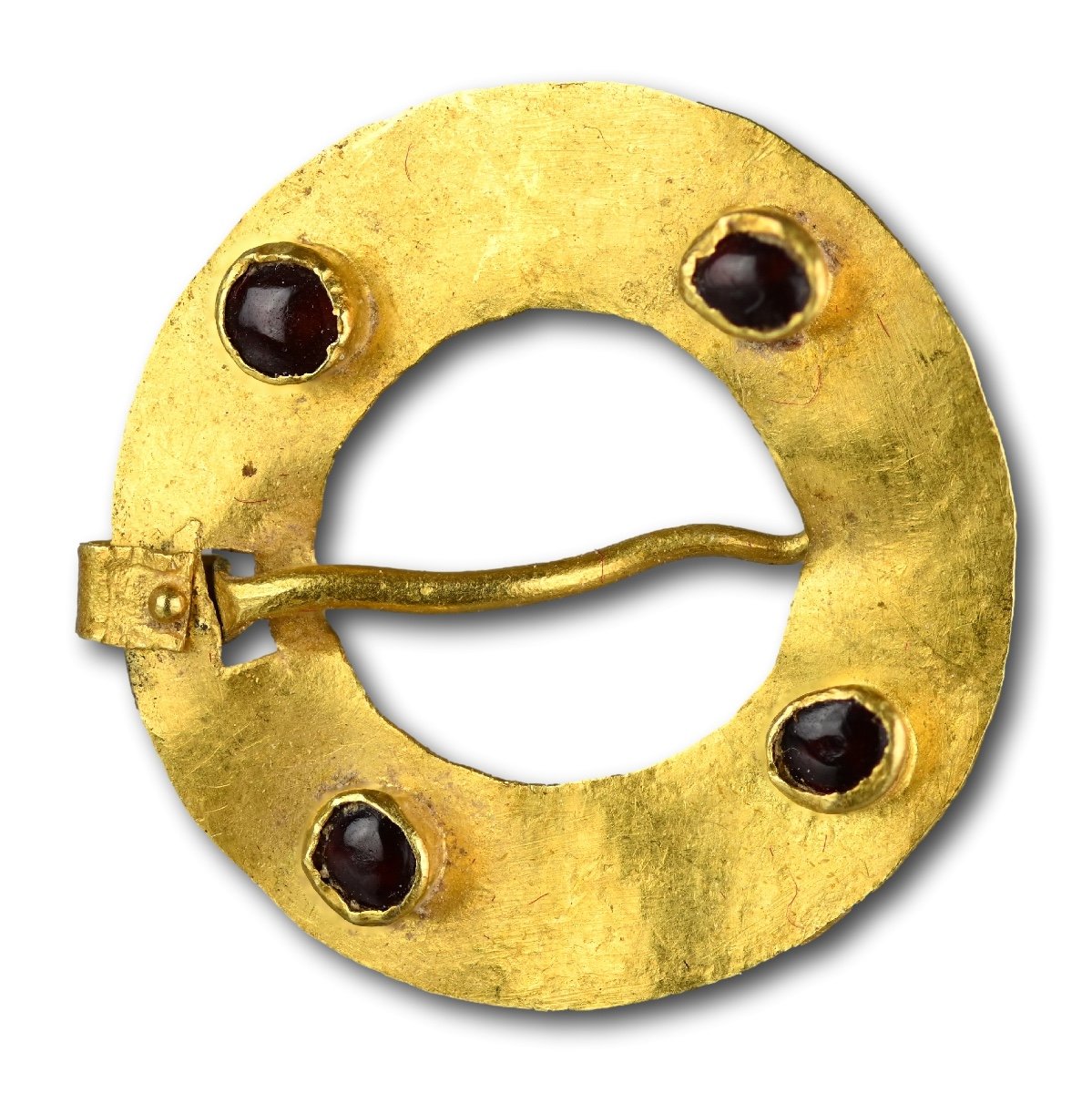 Medieval Gold Ring Brooch Set With Garnets.  western Europe, Circa. 1200-1500.-photo-2