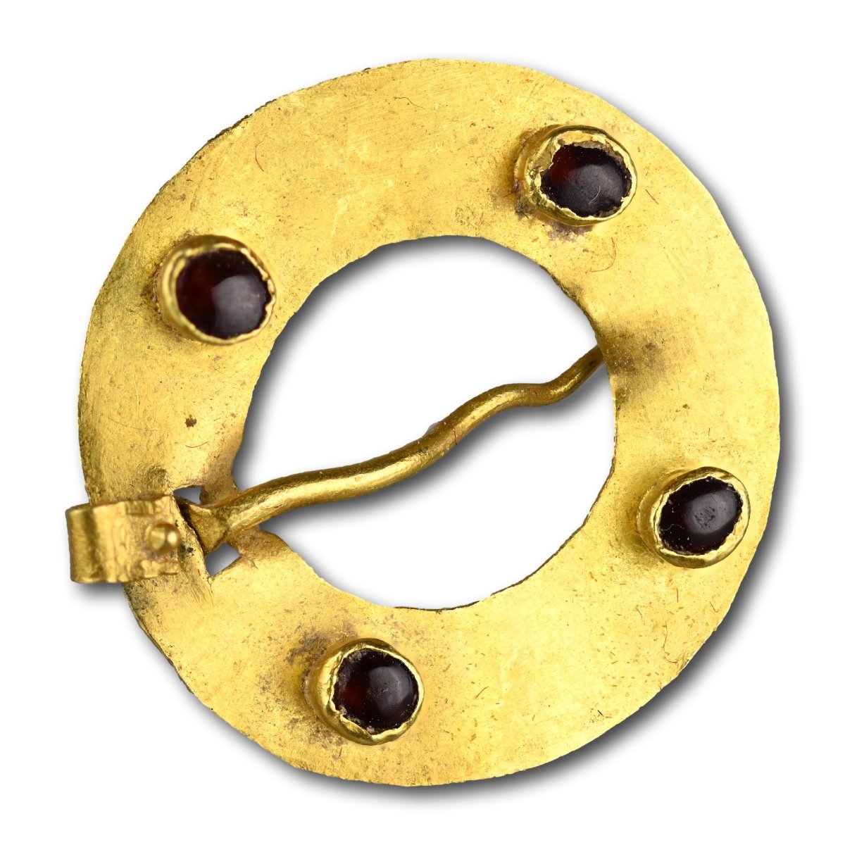 Medieval Gold Ring Brooch Set With Garnets.  western Europe, Circa. 1200-1500.-photo-3