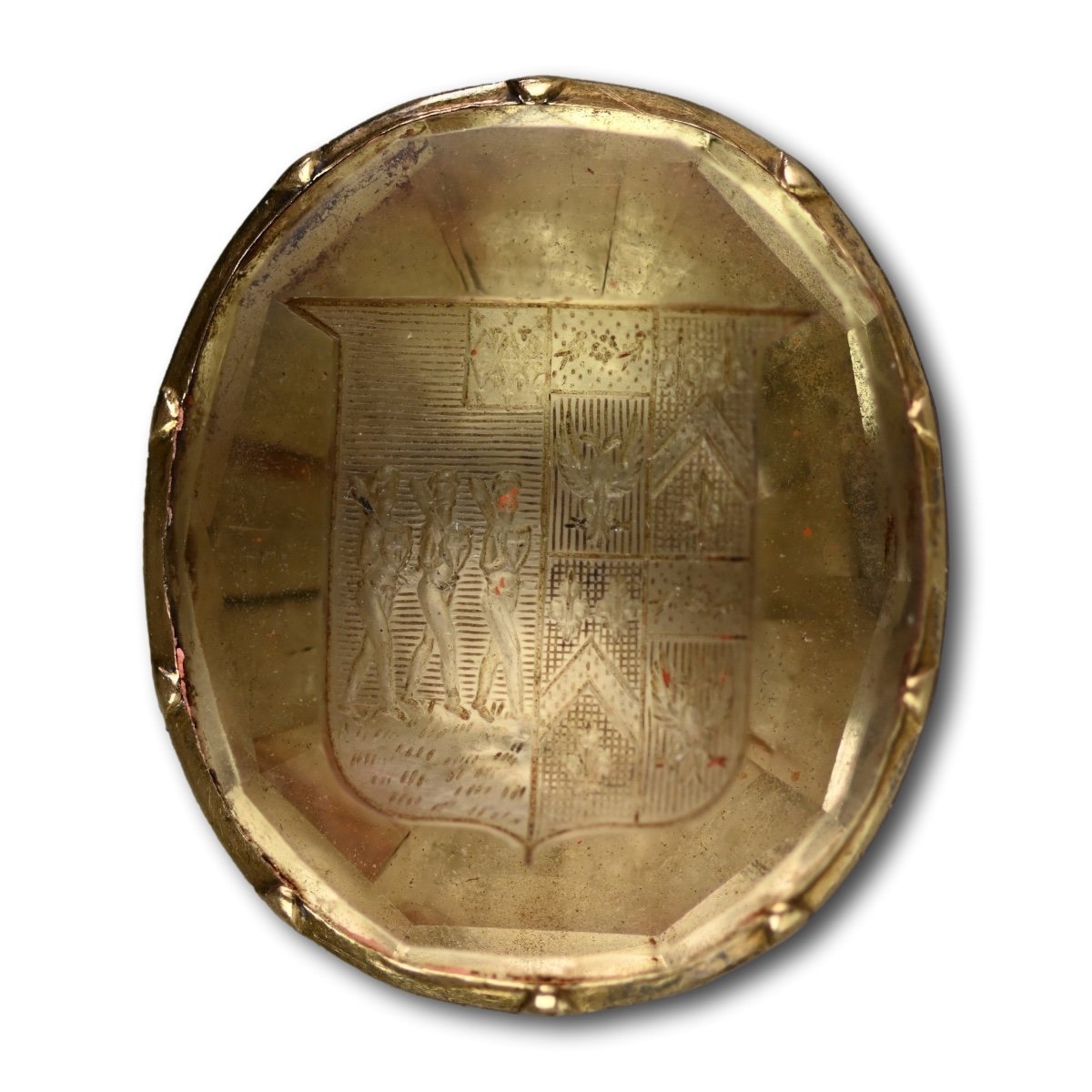 Gold Seal With A Quartz Matrix For The Lewes/lewis, Atkinson And Wood Families.-photo-2