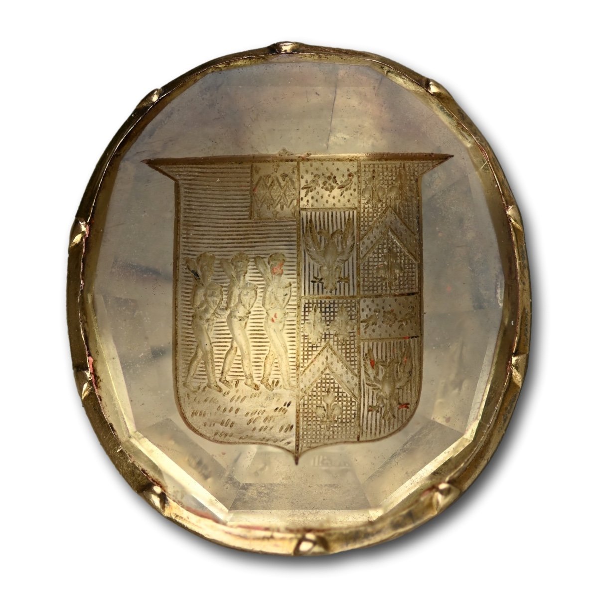 Gold Seal With A Quartz Matrix For The Lewes/lewis, Atkinson And Wood Families.-photo-3