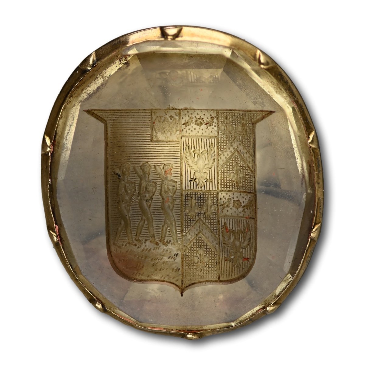 Gold Seal With A Quartz Matrix For The Lewes/lewis, Atkinson And Wood Families.-photo-4