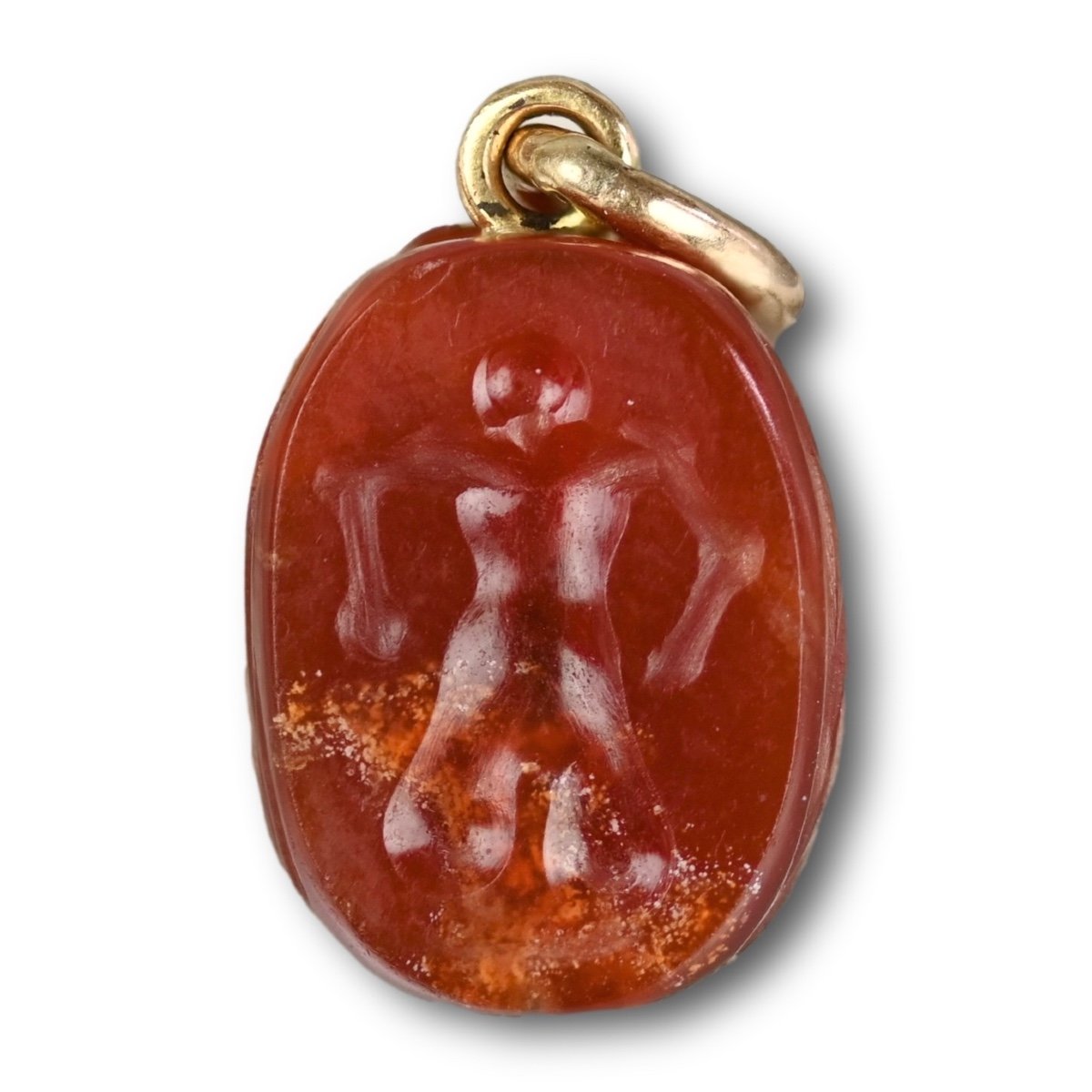 Etruscan Carnelian Scarab With Antique Gold Mount.  4th - 3rd Century Bc.-photo-8