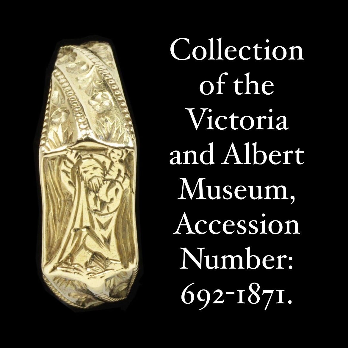 Silver Gilt Iconographic Ring With Female Saints. English, 15th Century.-photo-2