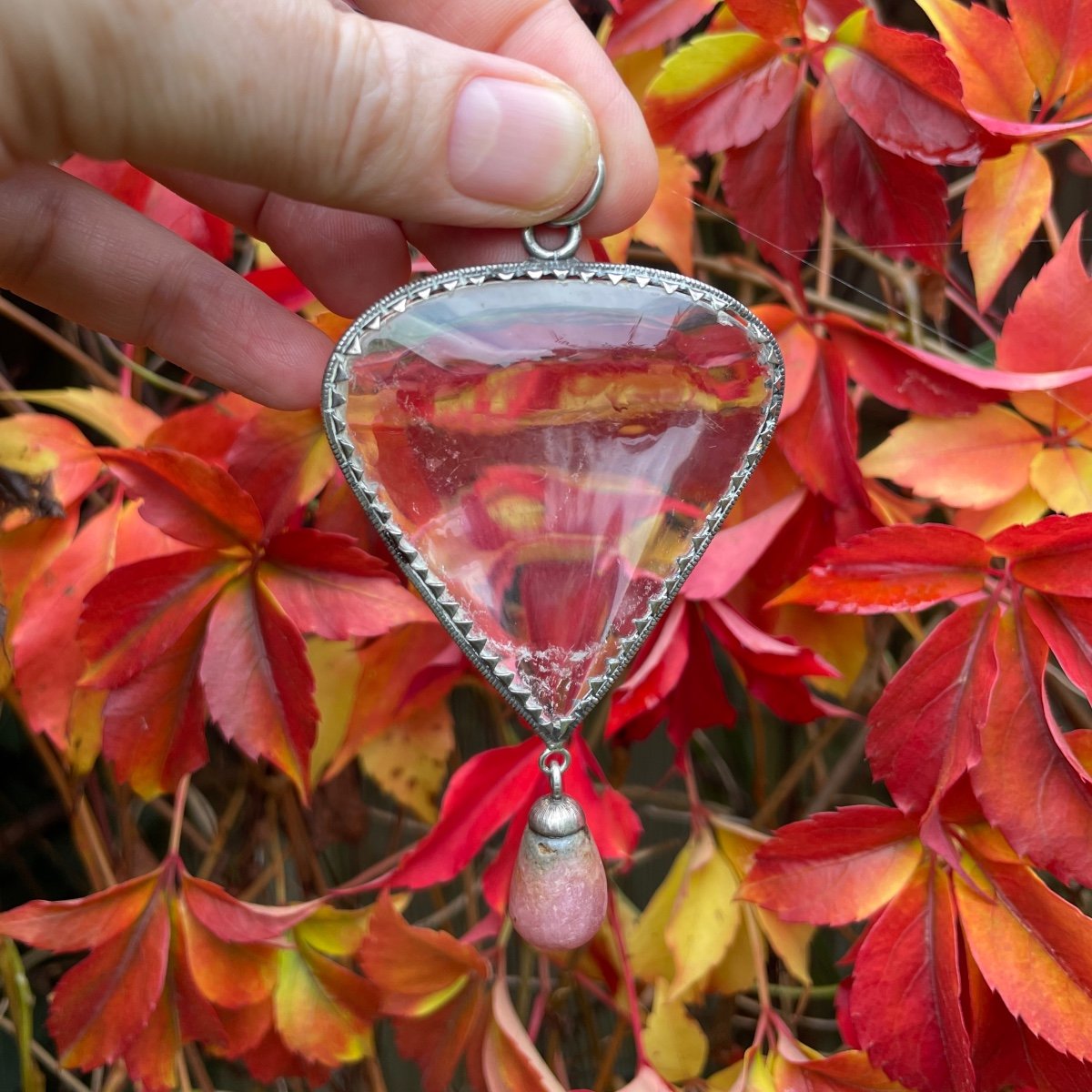 Grande Amulette En Cristal De Roche En Forme De Cœur Montée Sur Argent. Allemagne, XVIIe Siècle-photo-8