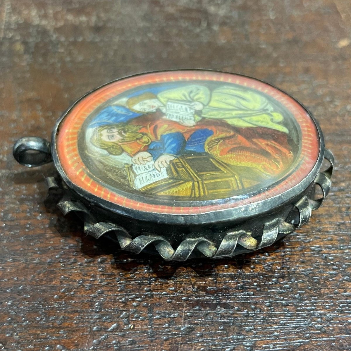 Pendentif En Argent Avec Une Miniature Enluminée. Français, XVIe Siècle.  -photo-2
