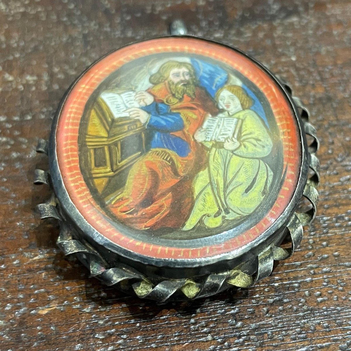 Pendentif En Argent Avec Une Miniature Enluminée. Français, XVIe Siècle.  -photo-1