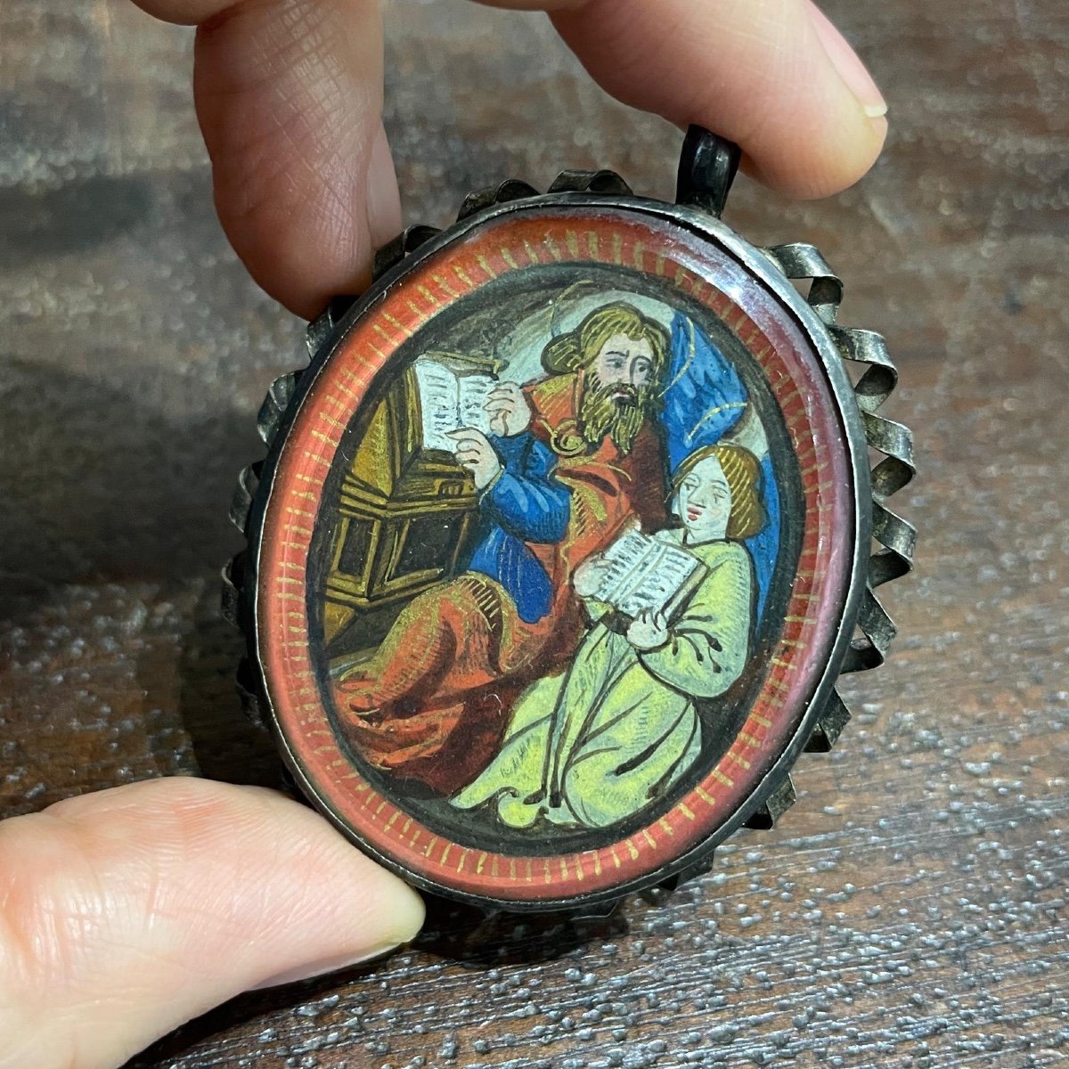 Pendentif En Argent Avec Une Miniature Enluminée. Français, XVIe Siècle.  -photo-3