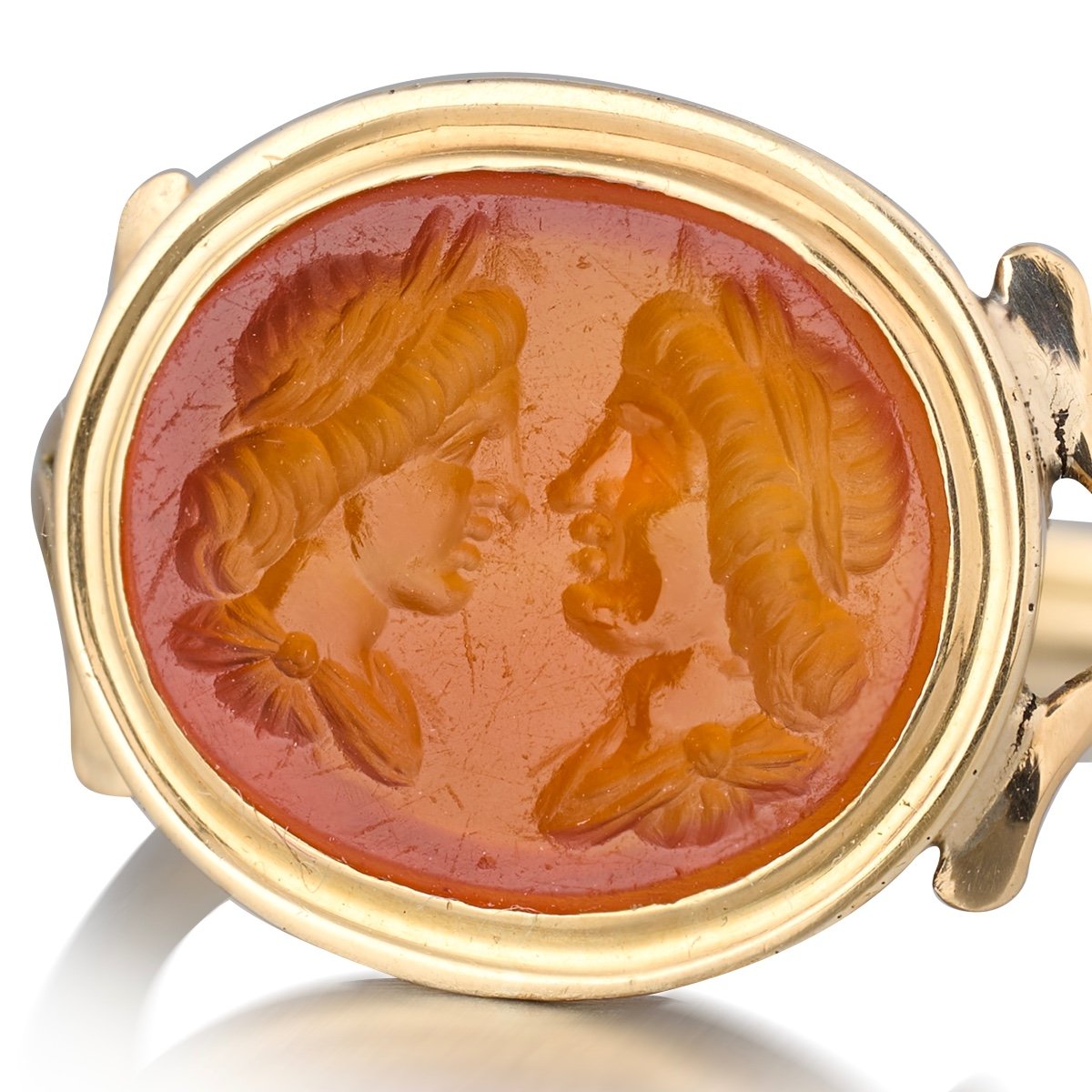 Gold Ring With An Ancient Roman Carnelian Marriage Gem. Rome, Circa 1815 - 1870.-photo-2