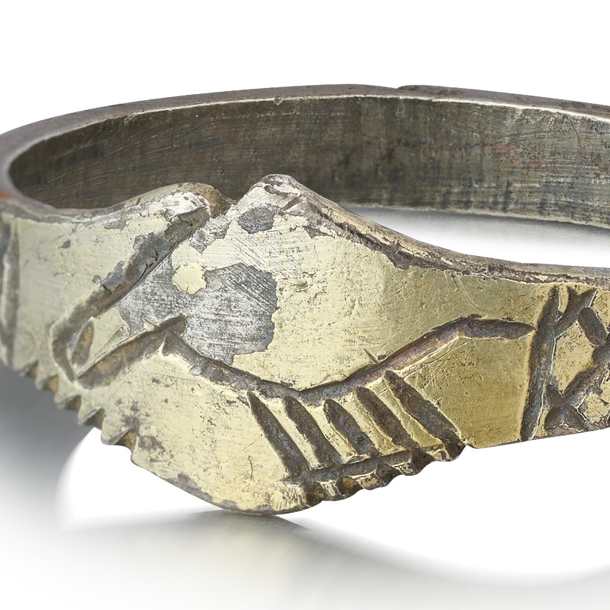 Bague Fede En Argent Doré Gravée De Symboles ésotériques. Anglais, XVe Siècle. -photo-2